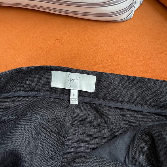 Joie Leiden Black Shorts 100% Linen Slash Pocket Zip & Tab Closure Womens Size 8 - Picture 2 of 3